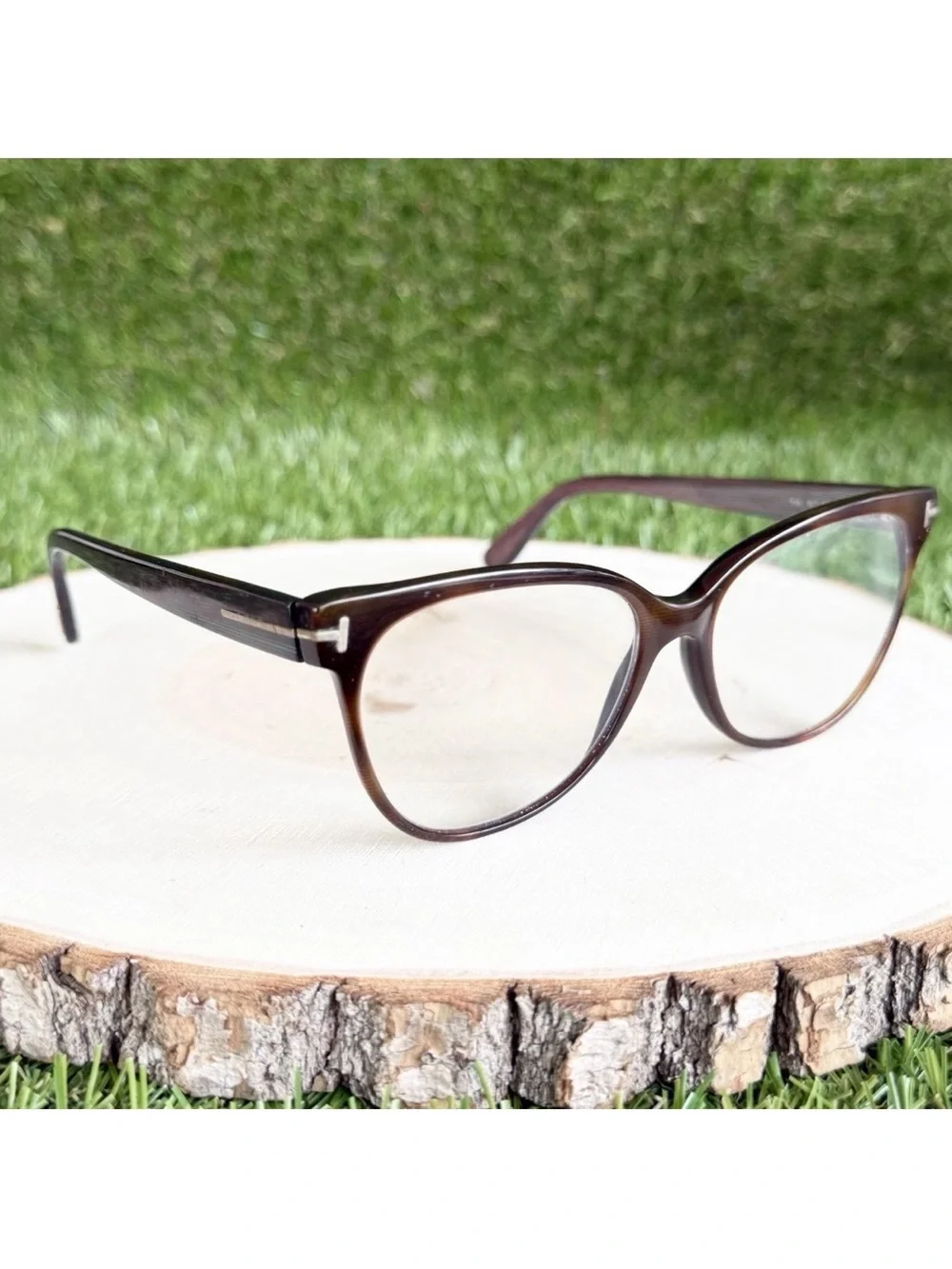 Tom Ford Eyeglasses Cat-Eye Frame TF5291 Havana Brown Green Red Stripe 55-16-140